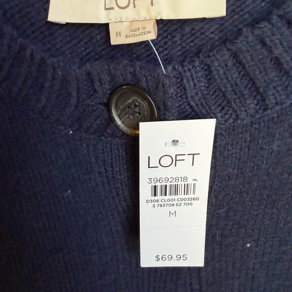 LOFT Navy Button-Up Cardigan - Picture 8 of 12